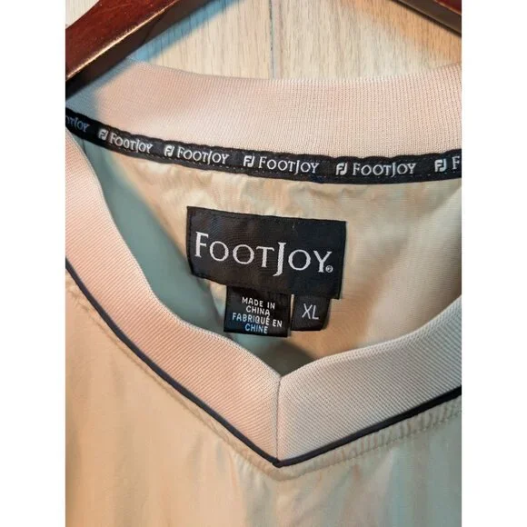 Footjoy Dryjoys Mens XL Pullover Beige V-Neck Golf Rain Jacket Windbreaker - Picture 3 of 6